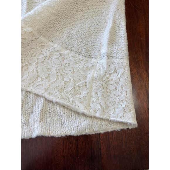 Chico’s Lace Trim Ivory Sweater Sz 3/XL Wool Blend Jasmine 3/4 Sleeve Pullover - Picture 8 of 9